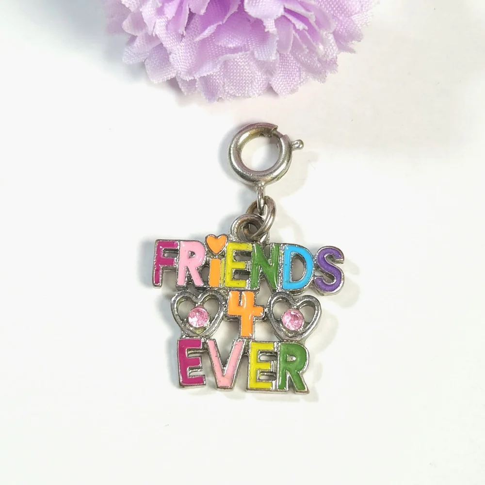 Vintage Rainbow Colors Friends 4 Ever Crystal Pendant Charm Jewelry Making - Picture 4 of 8